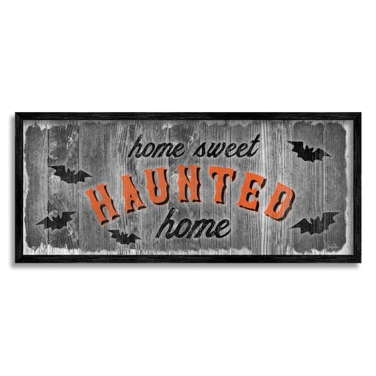 Stupell Industries Sweet Haunted Home Bats Sign Framed Giclée Wall Art